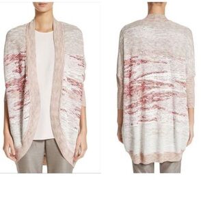 St John Collection Ombré Textured Jacquard Knit Cardigan Size Large Stone